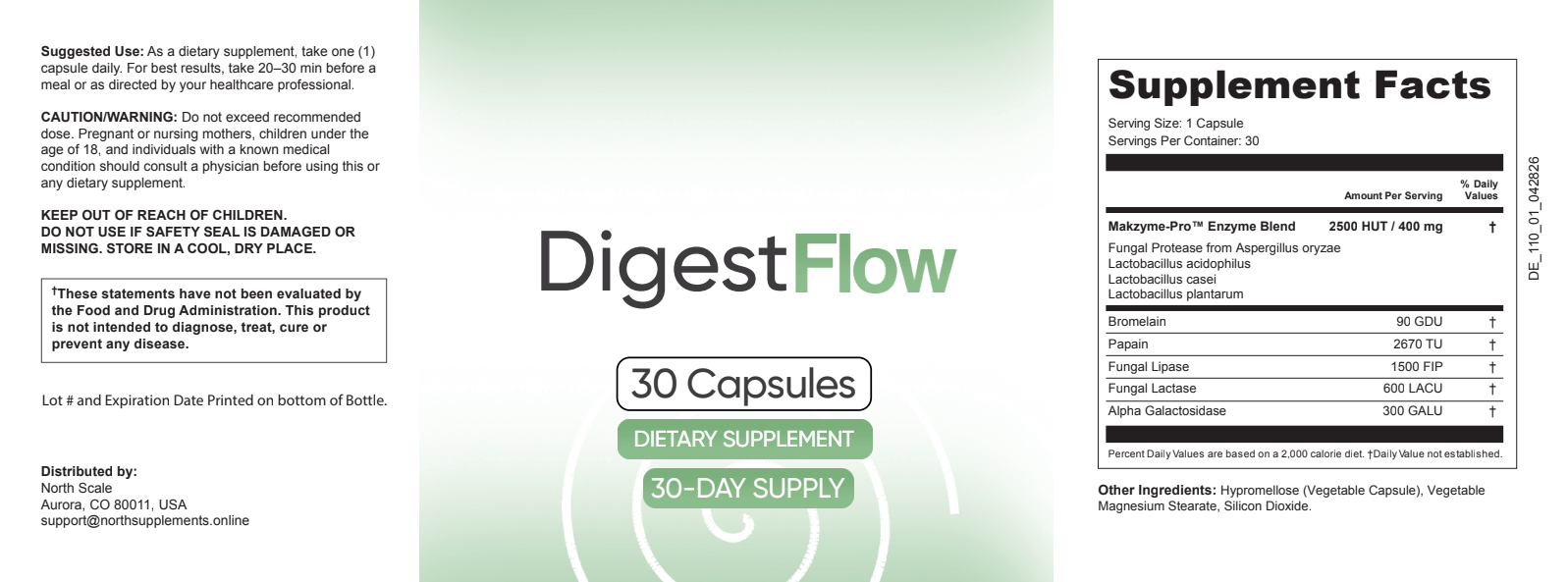 Digest Flow supplement label